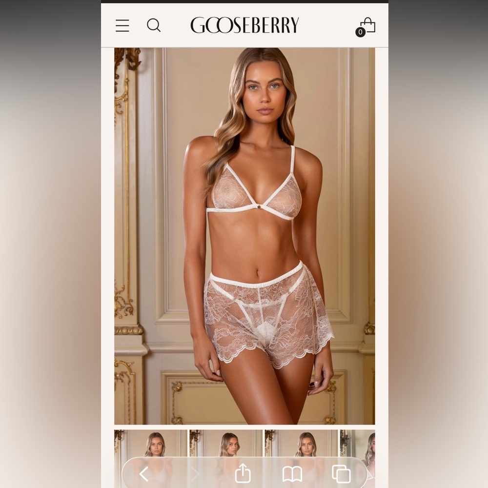 *NEVER WORN* yellow gooseberry intimates lace bra, panty, shorts set